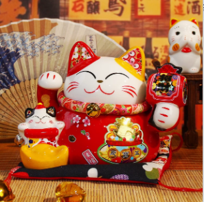 0119gz237-招財貓-6.5寸招財納福小紅貓(A237)