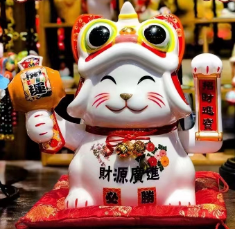 0119gz238-招財貓-10寸舞獅搖手貓(A238)