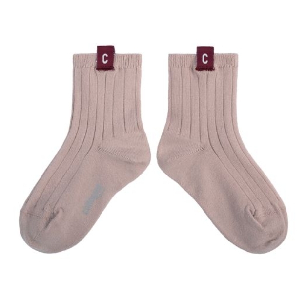 (預購) COLLEGIEN C標羅紋短襪 Cyril - 331 Vieux Rose 復古粉