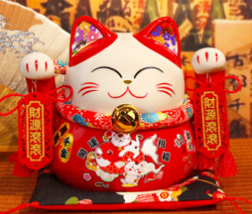 0119gz245-招財貓-8寸開運招福小紅貓(A245)