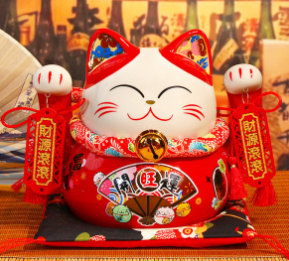 0119gz248-招財貓-8寸開運旺財小紅貓(A248)