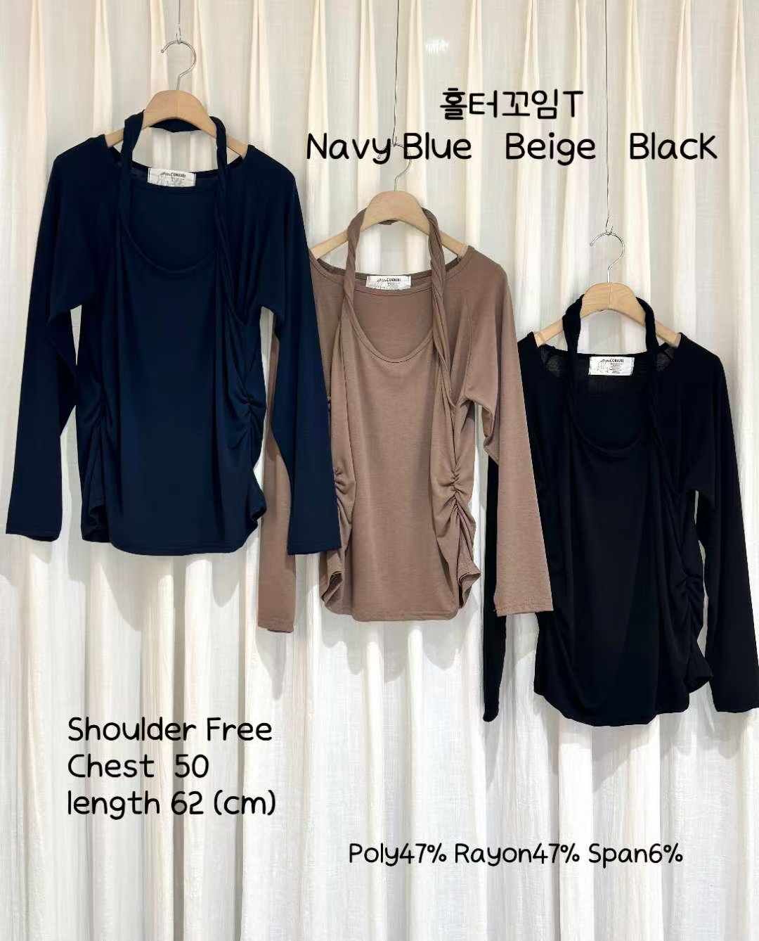 CI5423 掛脖兩側抓皺圓領上衣 *特價* (優惠碼同充值購物金不適用)