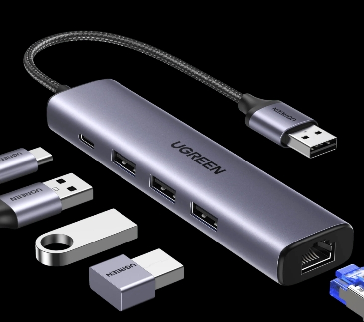 Ugreen USB 3.0 轉乙太網路多埠集線器_CM475-60554