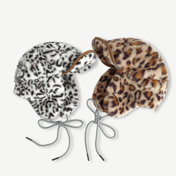 現貨|豹紋絨毛飛行帽【HTLZ422】
