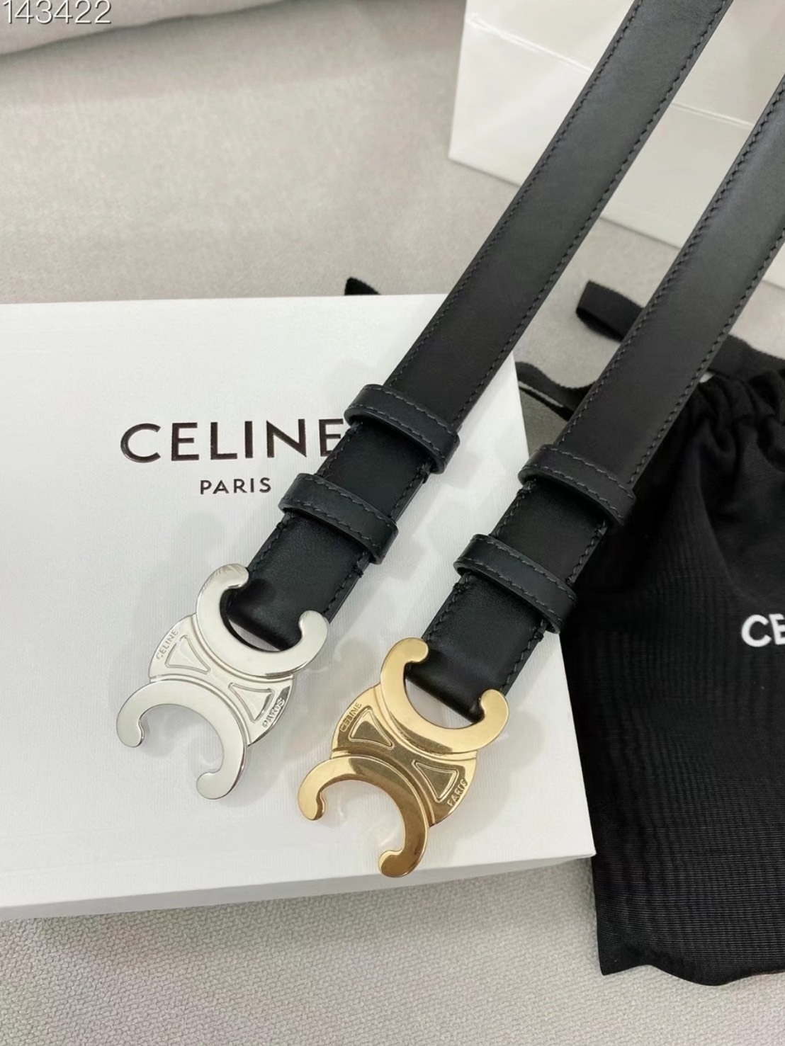 Celine 凱旋門牛皮皮帶