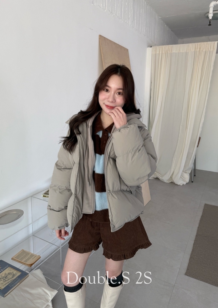 奶霧感!假兩件連帽麵包外套*2色