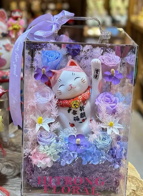 0119gzc7-招財貓- 永生花禮盒（C7）