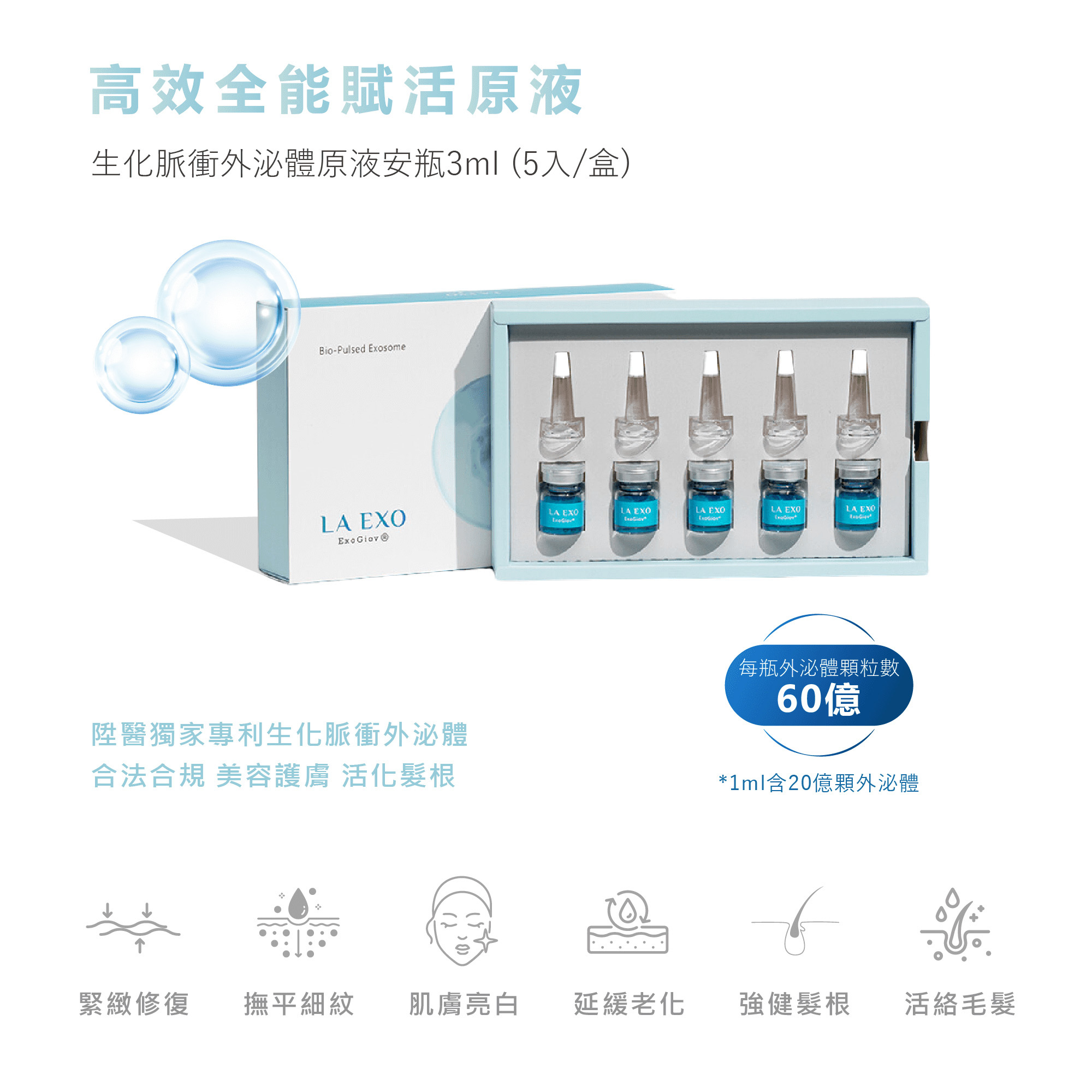 LA EXO 萊泌兒外泌體原液安瓶組 3ml*5支（小藍瓶）