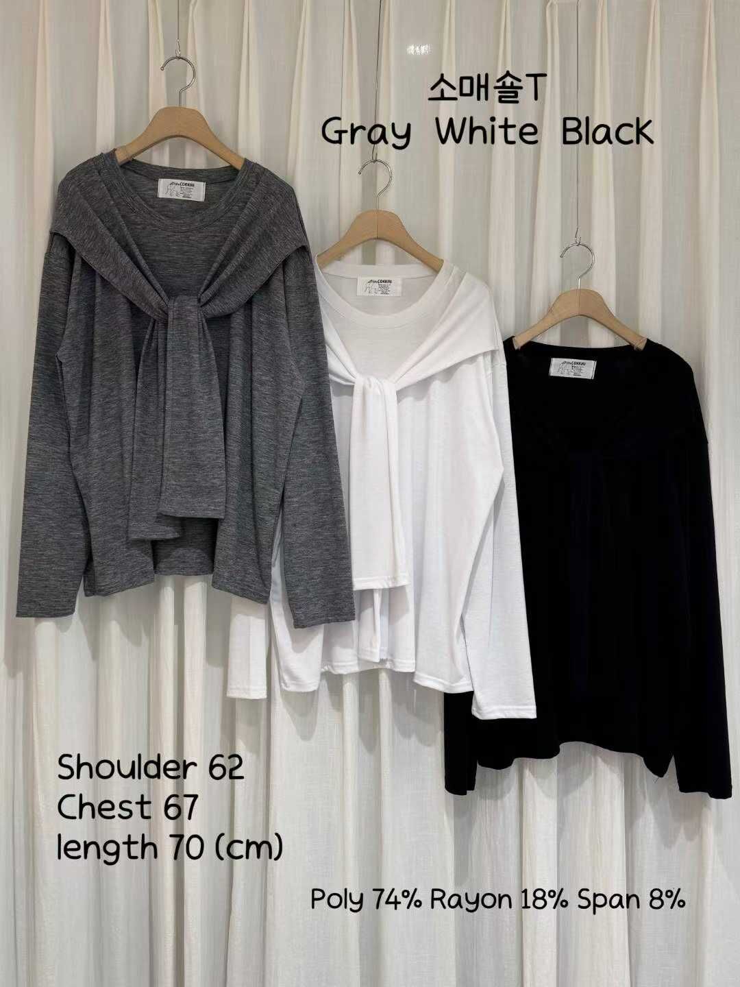 CI5432 假兩件綁結披肩圓領上衣 *特價* (優惠碼同充值購物金不適用)