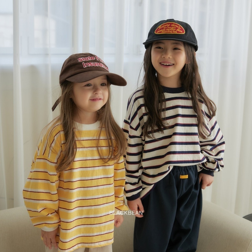 韓國🇰🇷BLACKBEAN 寬條紋印字上衣(BEBES-M/S-XL)