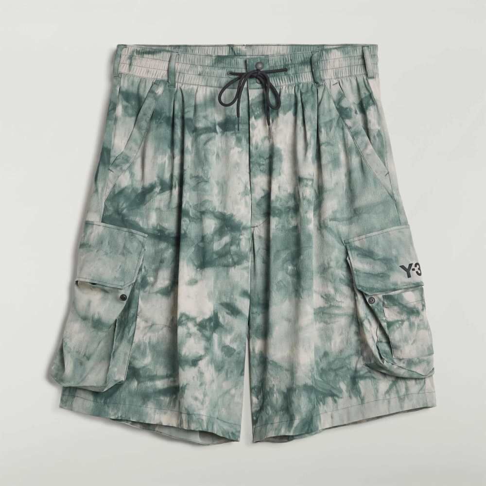 【 Y-3 AOP NYLON SHORTS 尼龍染色短褲 - 白綠 】
