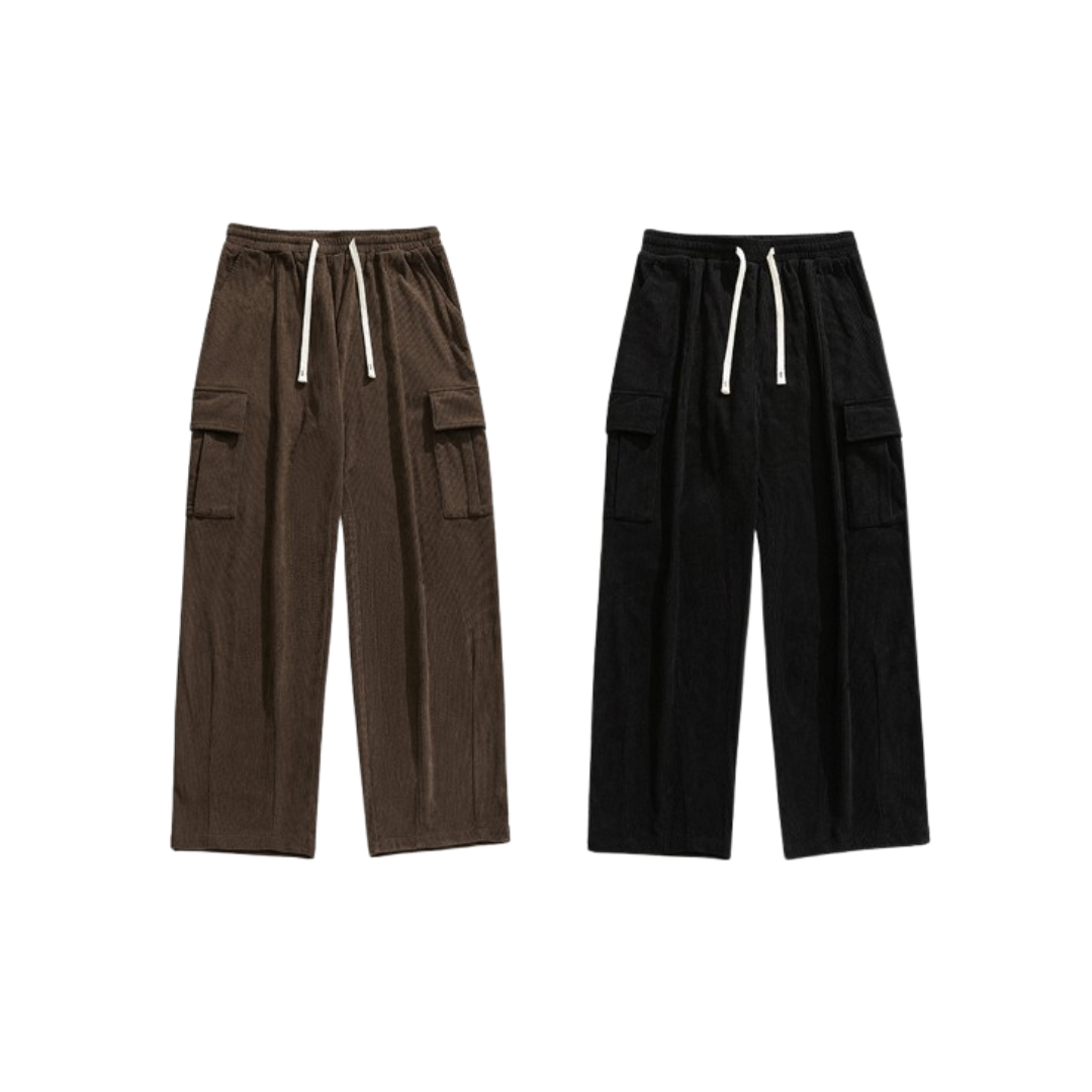 日系燈心絨打摺設計長褲 K2232