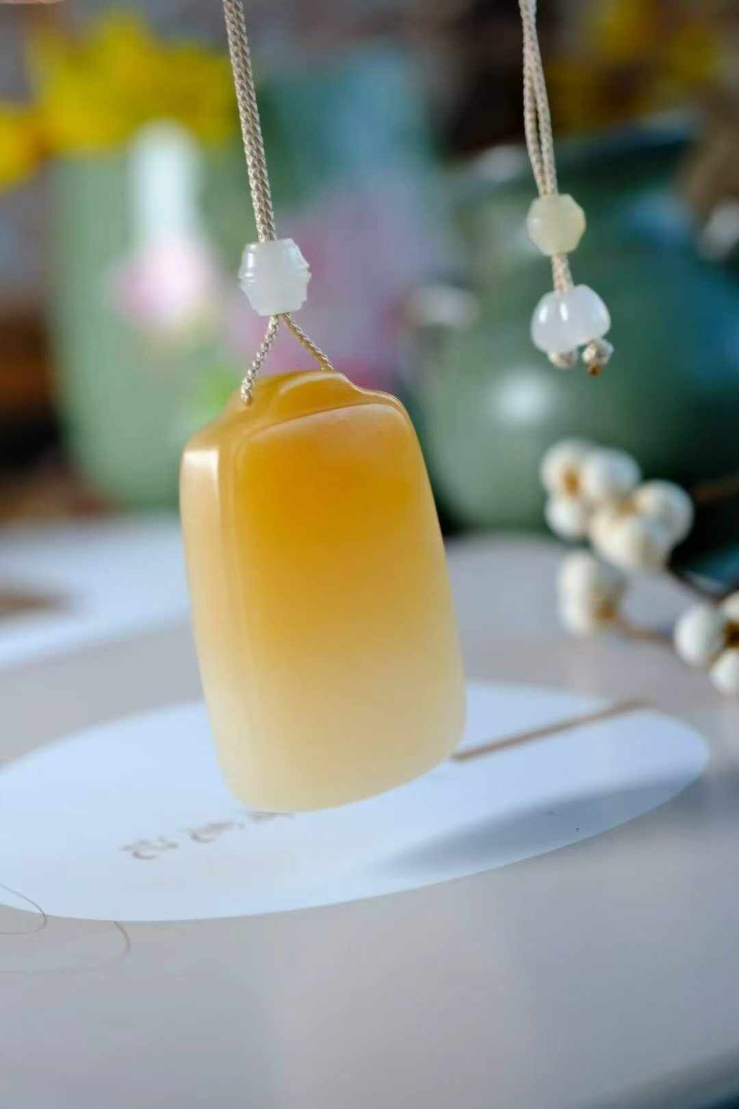 和田玉巴沙料無事牌,天然和田玉軟玉