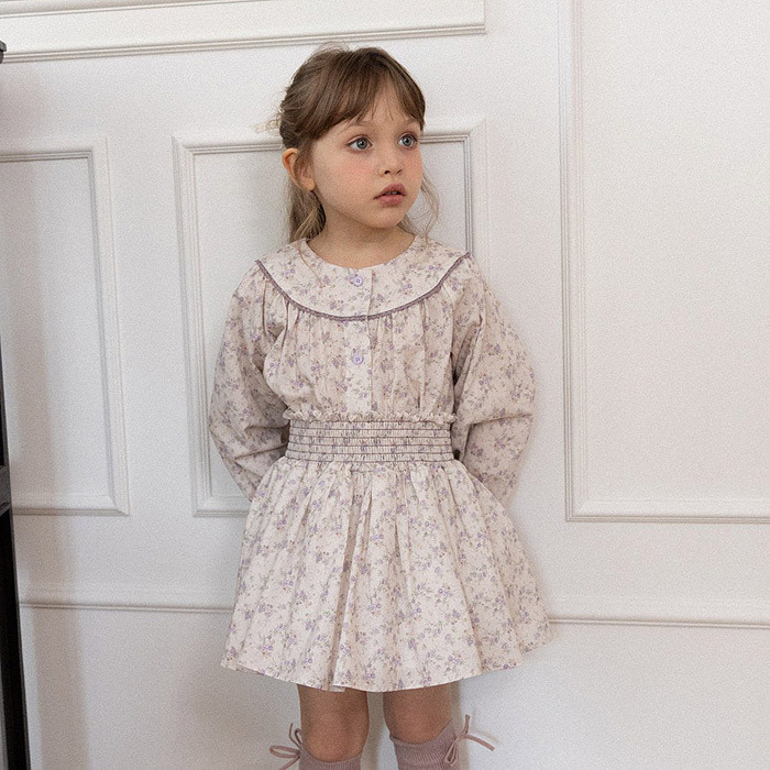 正韓春Perrobebe 兩色法式田園碎花裙子套裝