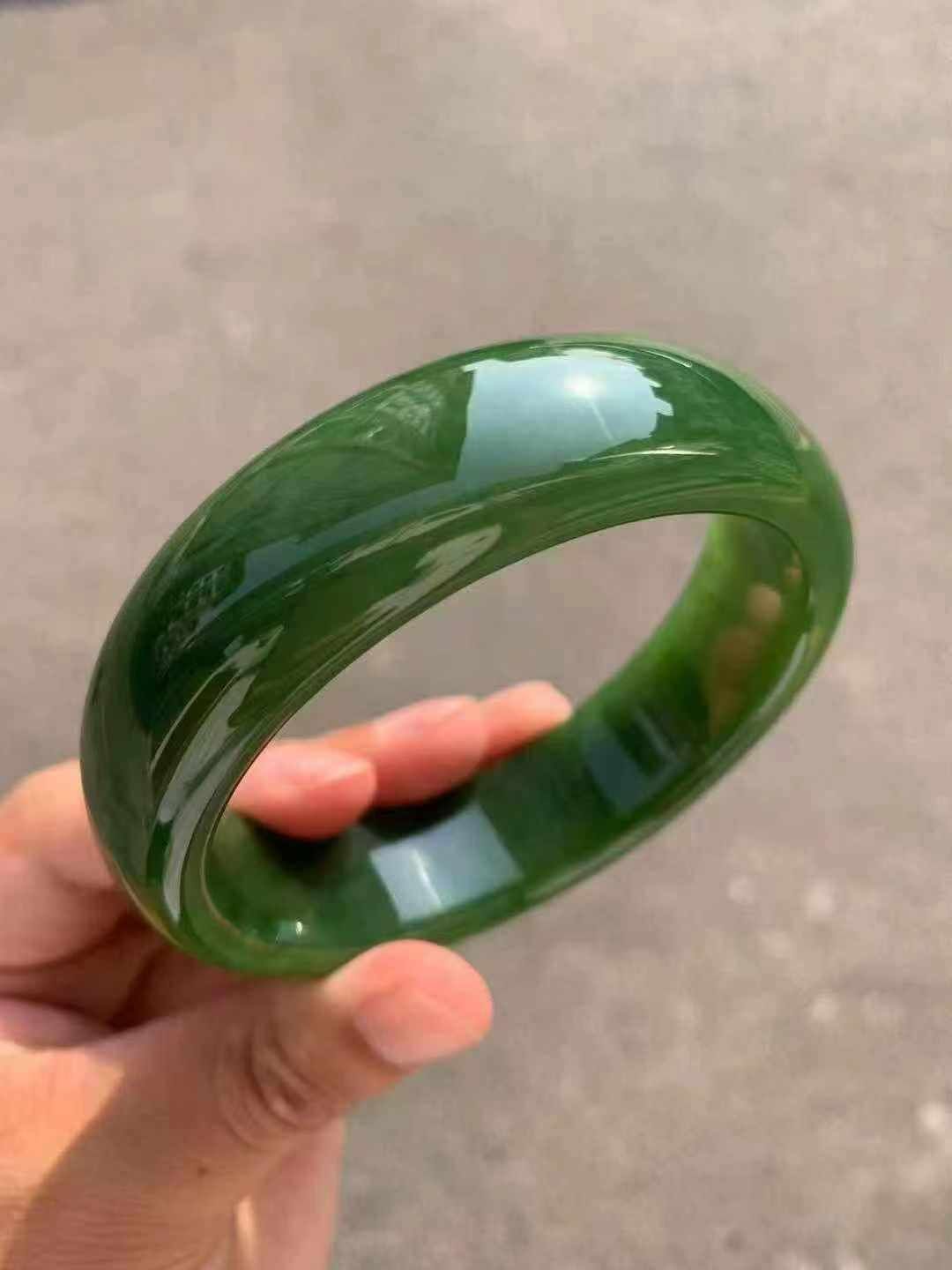 和田玉7號礦辣陽綠手鐲,天然和田玉軟玉