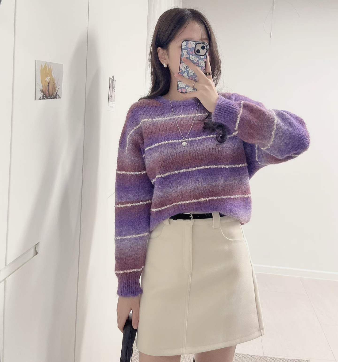 LU5404 色彩條紋織紋圓領上衣 *特價* (優惠碼同充值購物金不適用)