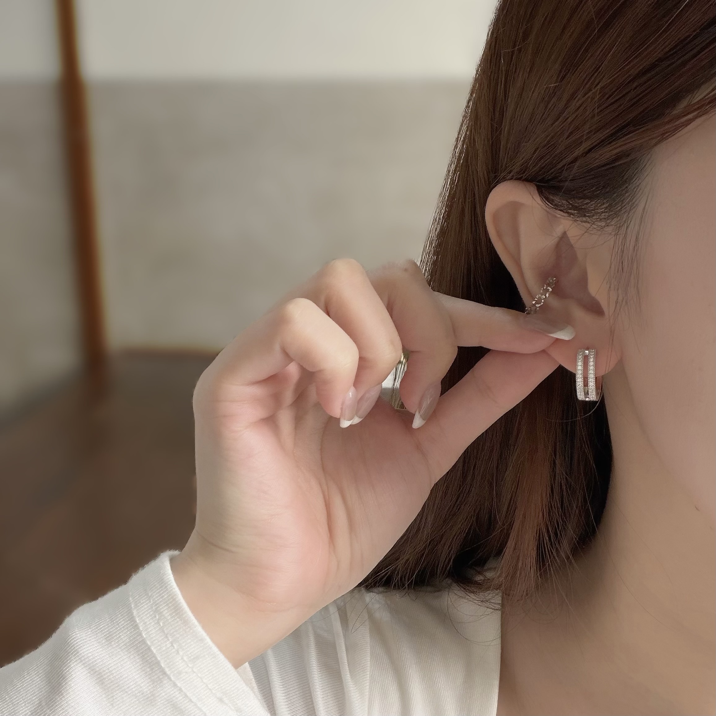 V177【輕奢】滿鑽雙層鏤空純銀易扣