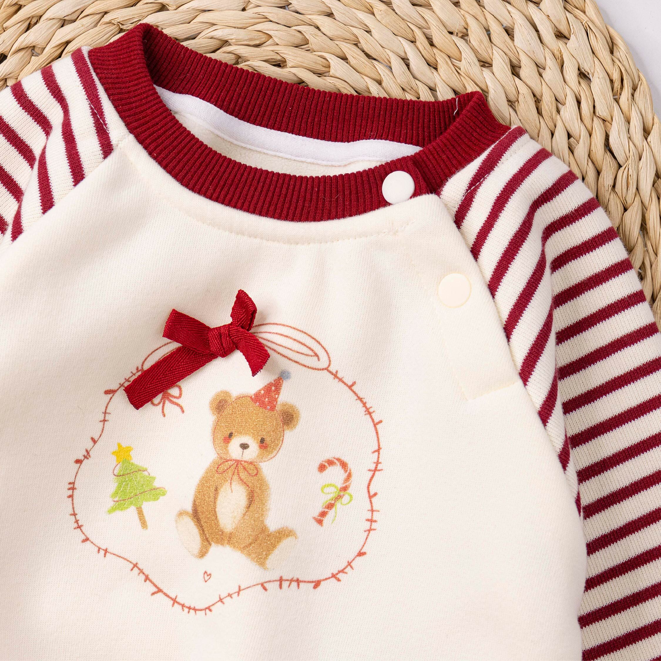 【H56139】童趣手繪小熊內刷毛上衣