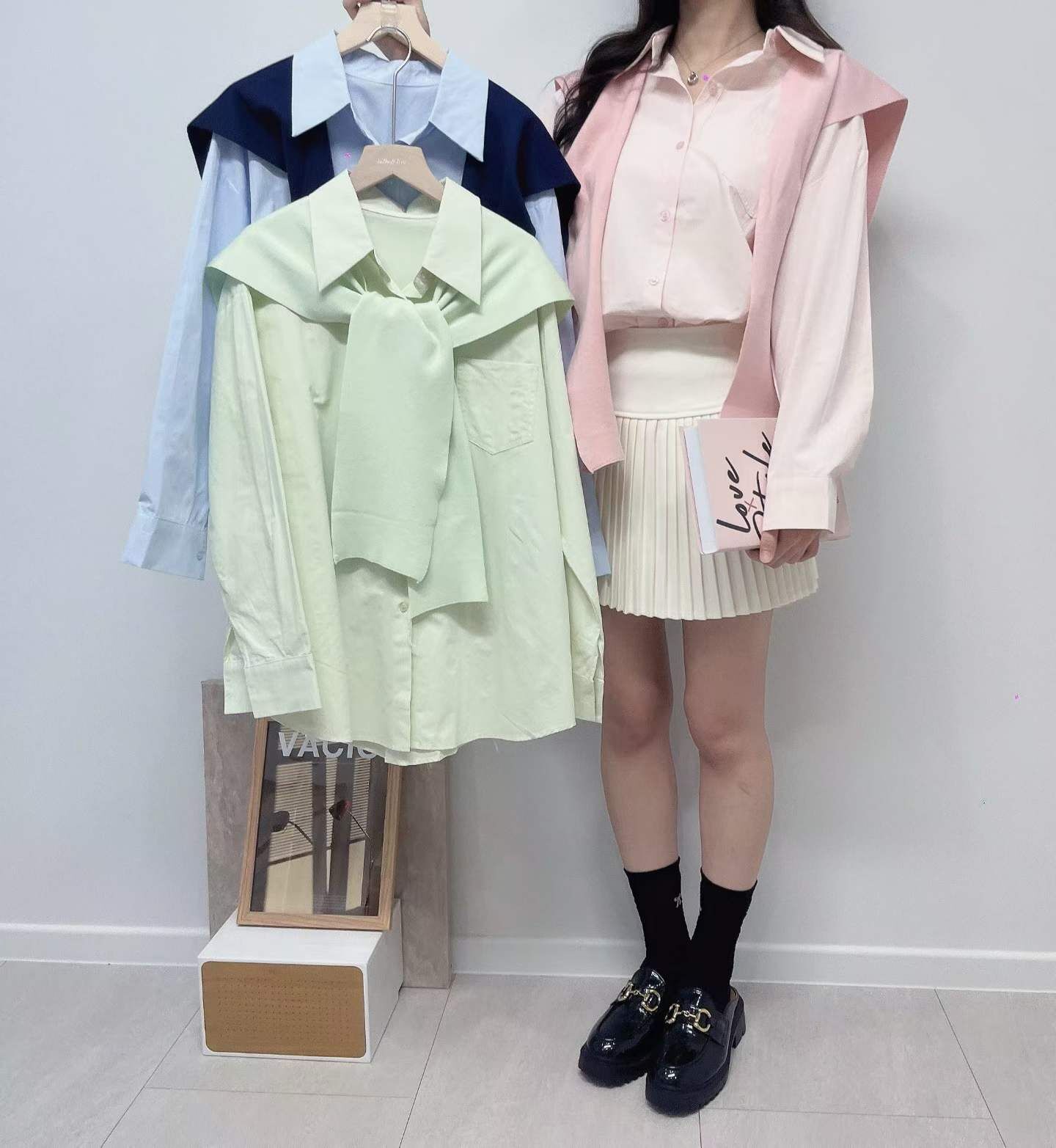 LU5411 馬卡龍色系披肩恤衫 *特價* (優惠碼同充值購物金不適用)