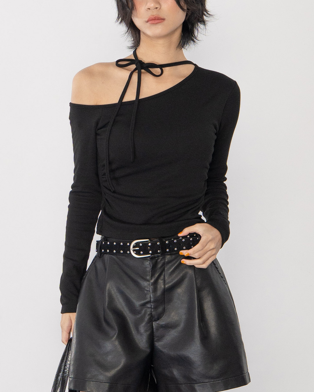 Suede rivet design genuine leather belt, available in two colors.【07100096】in stock+pre-order