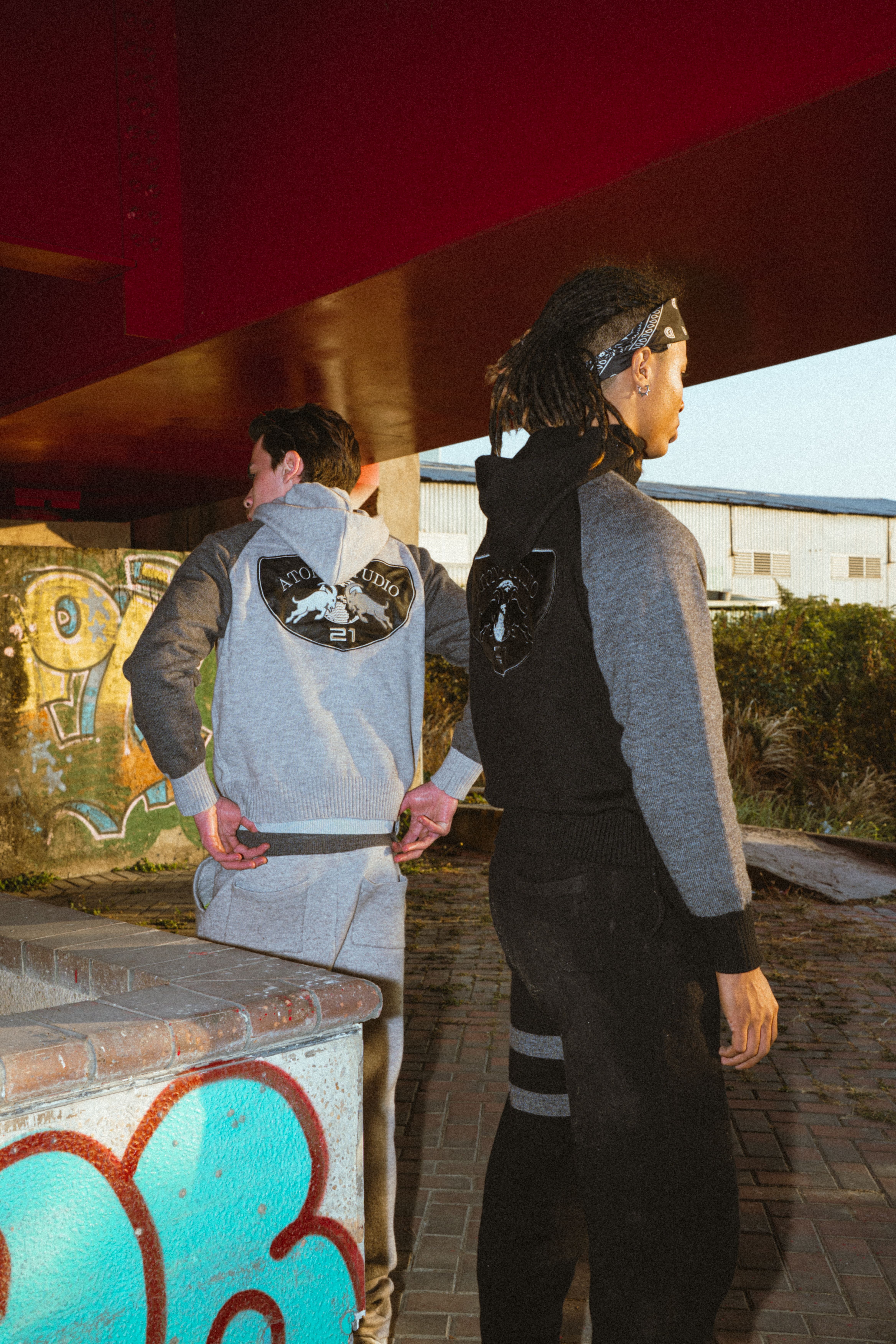 ATONE Leather Patch Knit Track Jacket