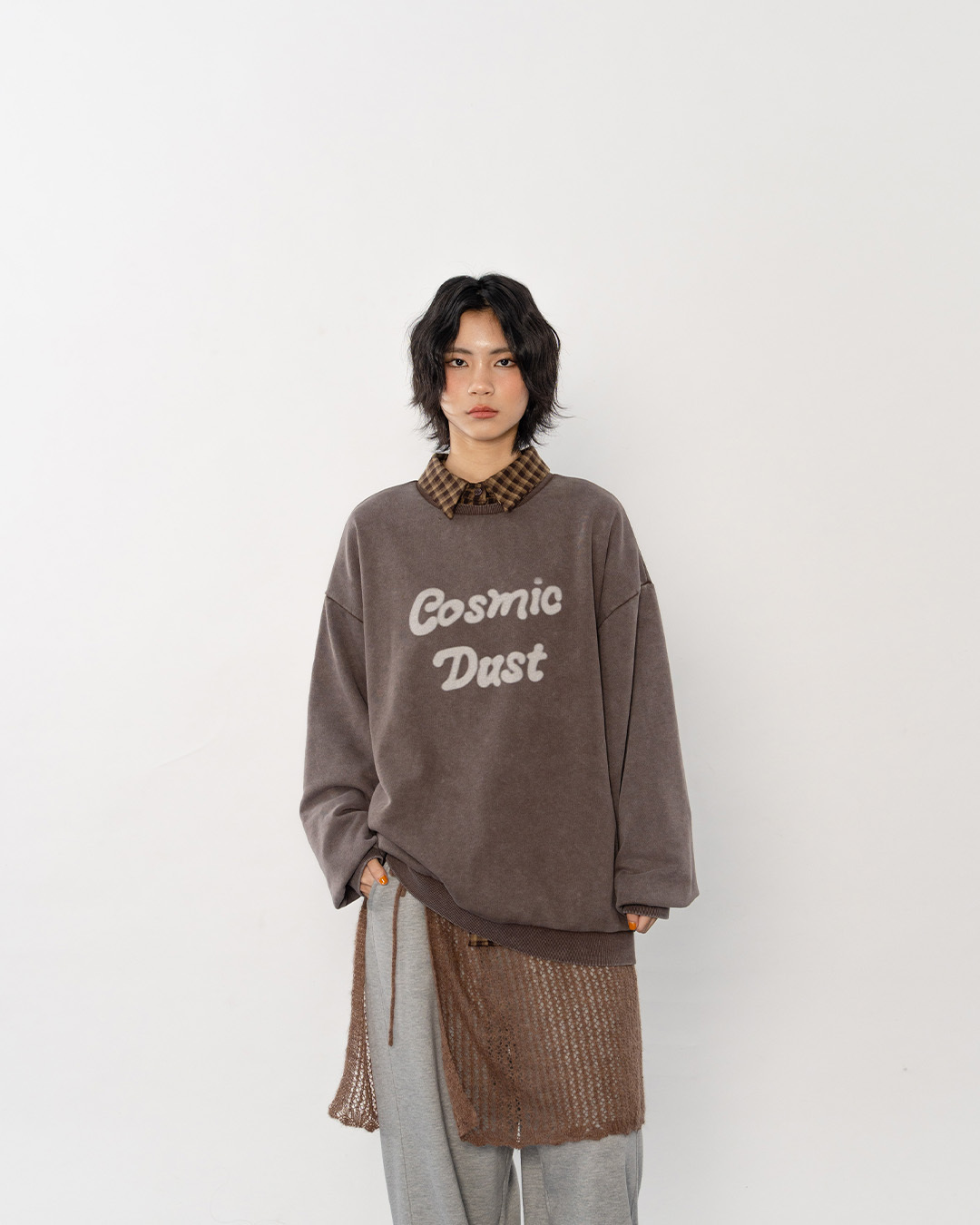 Cosmic Dust Distressed Wide-Leg Sweatshirt【01111029】in stock+pre-order