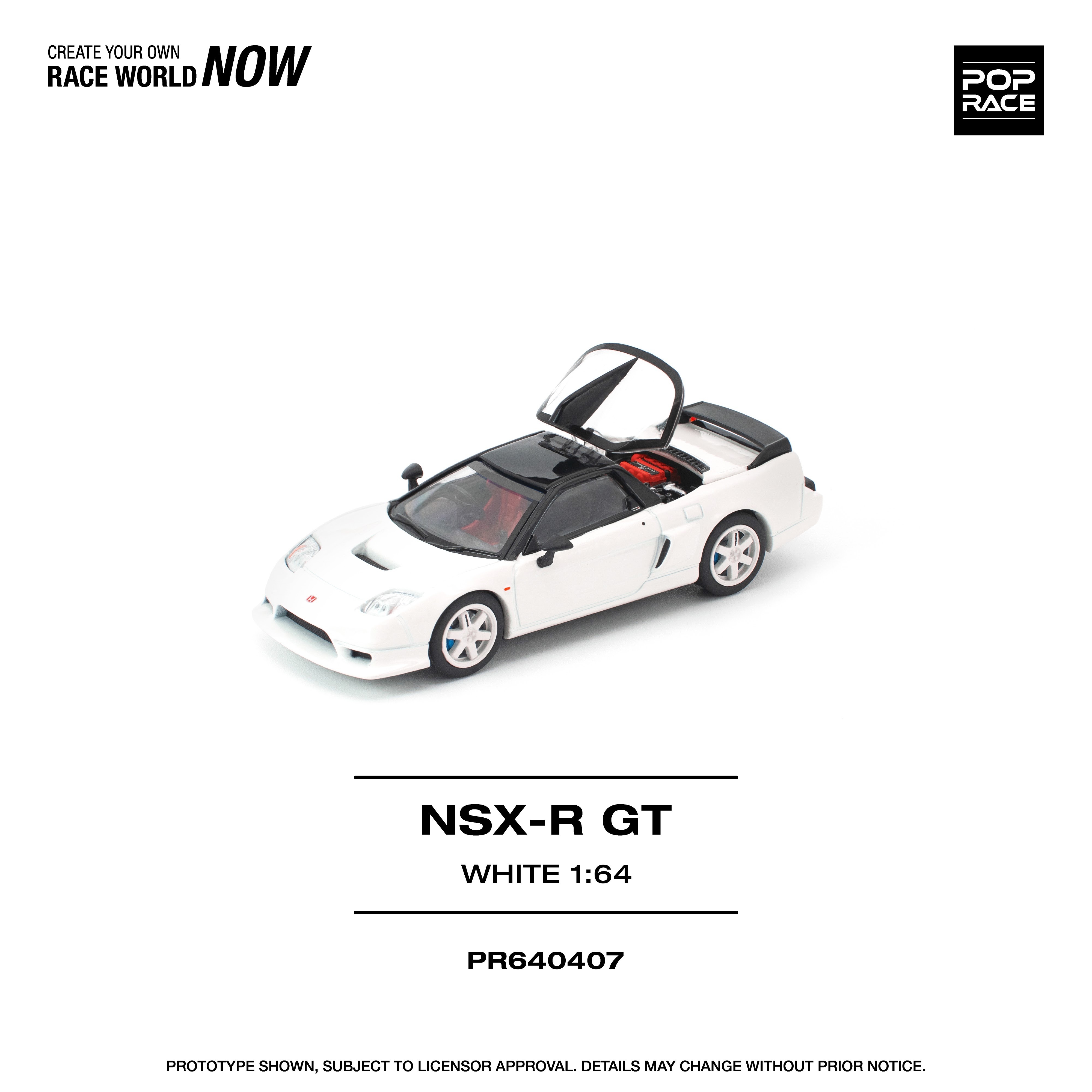 PO-$124 * POP RACE * 1:64 HONDA NSX-R GT WHITE