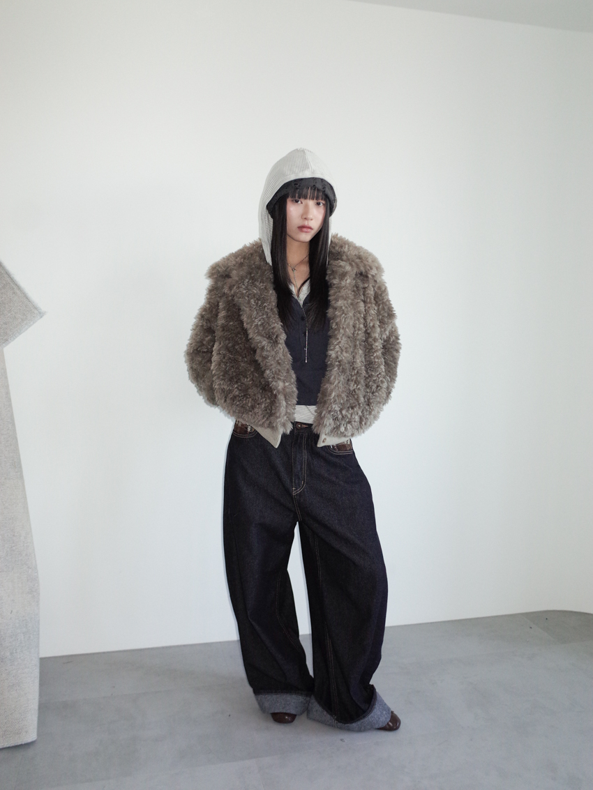 rib hem sherpa fleece soft button jacket