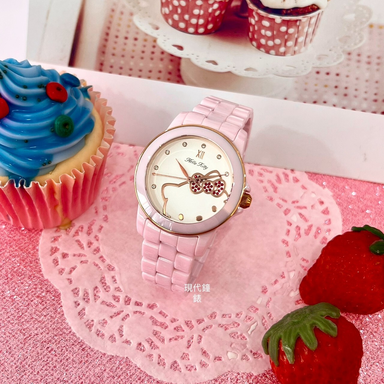 【HELLO KITTY】凱蒂貓甜心夢幻陶瓷手錶  LK673LPWI  36mm 現代鐘錶
