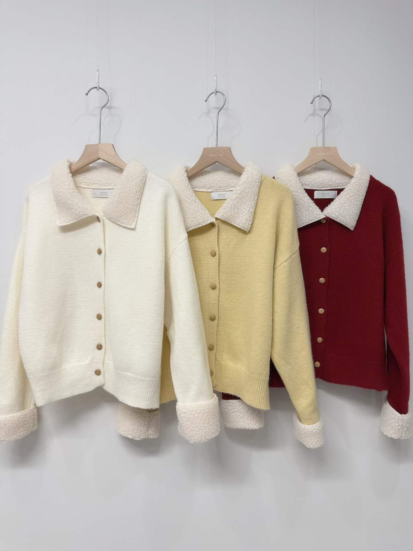 LU5421 拼接羊羔毛翻領排扣上衣 *特價* (優惠碼同充值購物金不適用)