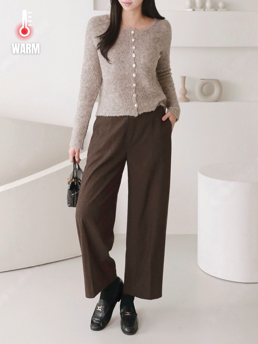 Wren 後鬆緊刷絨寬褲 [ 2色 / S,M,L ]