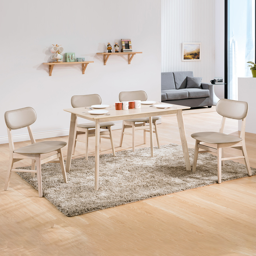 菲德4尺北歐風餐桌椅組(一桌四椅)