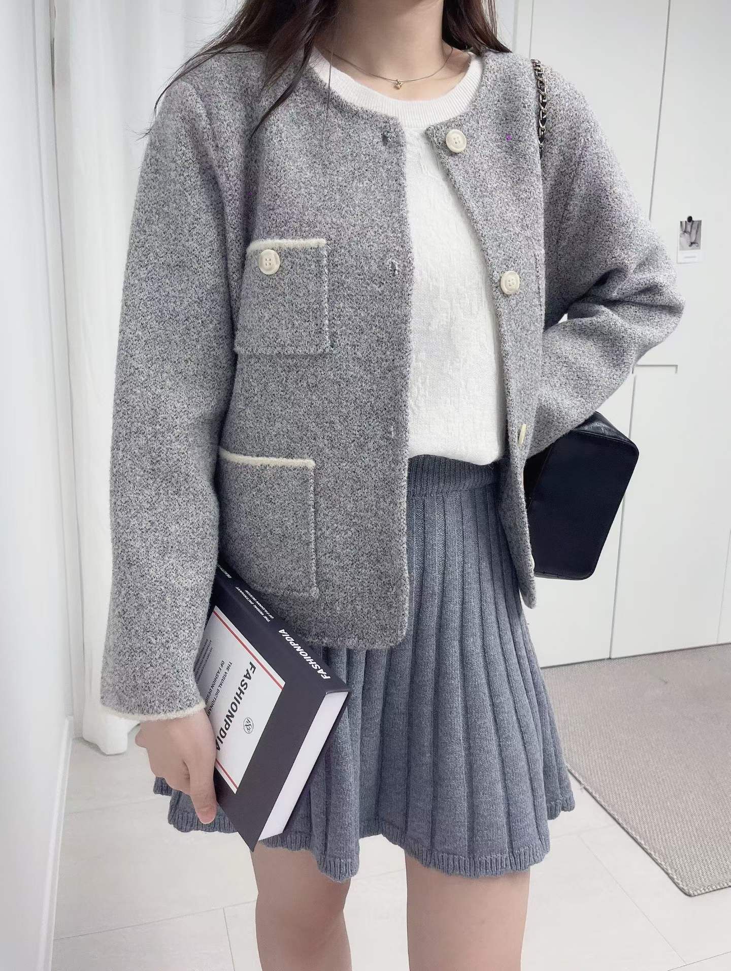 LU5425 撞色邊多口袋圓領小香外套 *特價* (優惠碼同充值購物金不適用)