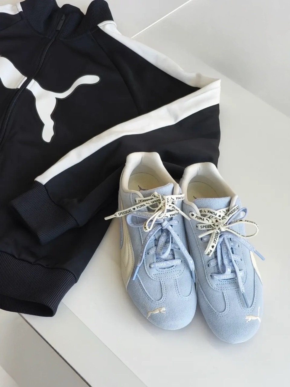 PUMA SPEEDCAT 海鹽藍 寶寶藍 奶油白 米白 麂皮 皮革 愛心雙鞋帶 男女鞋 408130-02 / 預購