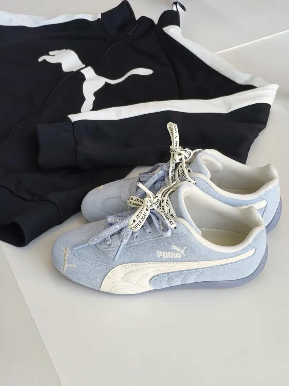 PUMA SPEEDCAT 海鹽藍 寶寶藍 奶油白 米白 麂皮 皮革 愛心雙鞋帶 男女鞋 408130-02 / 預購