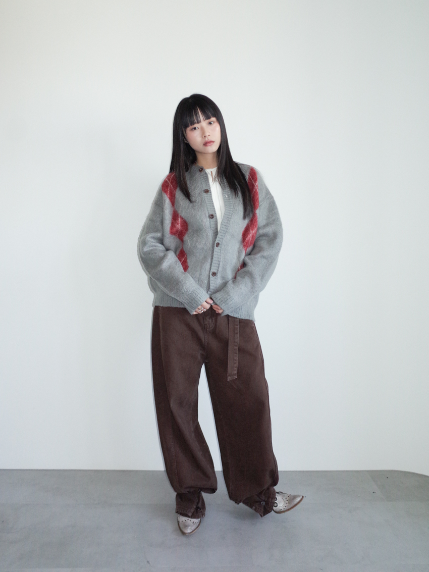 (UNISEX) diamond-pattern cardigan