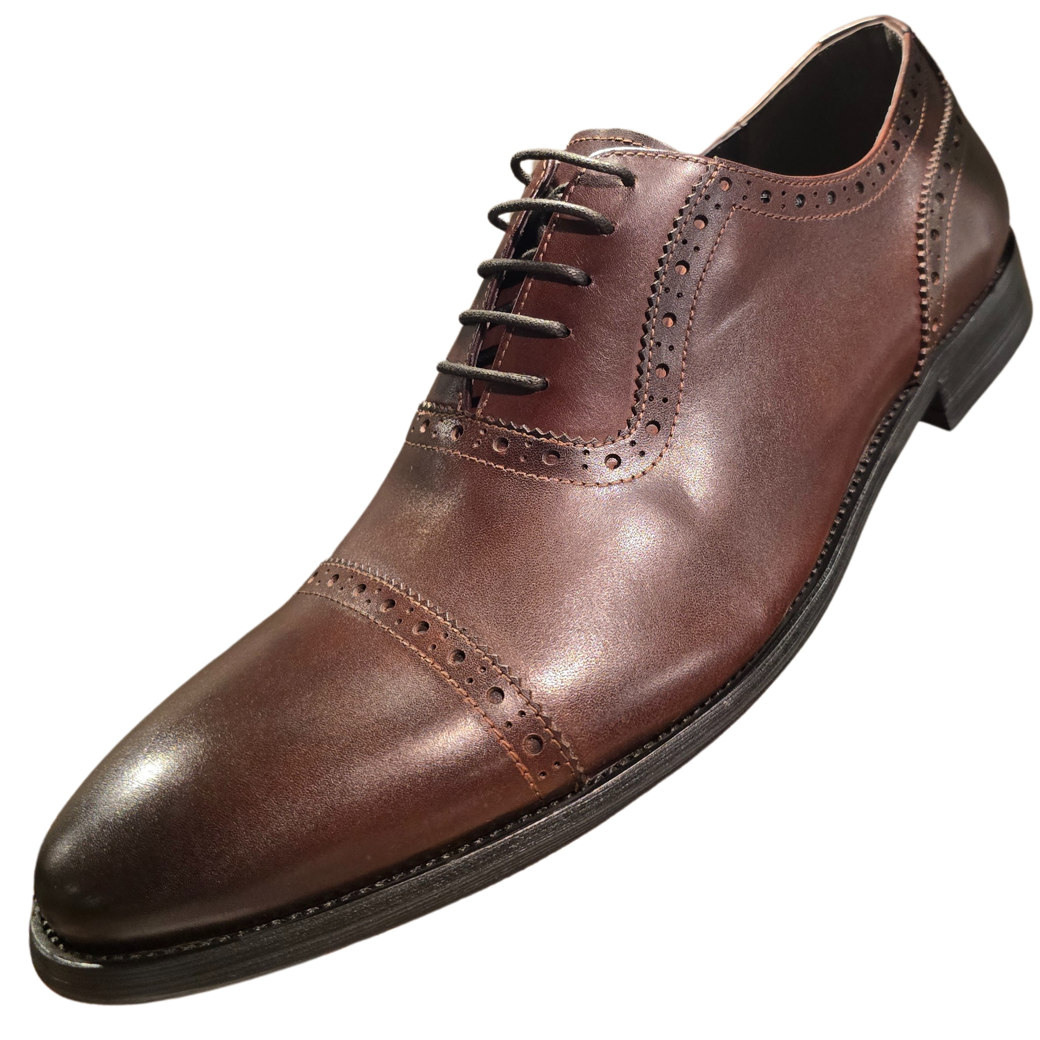 Revic 男裝皮鞋 | OF-41DB｜啡色橫式雕花牛津皮鞋