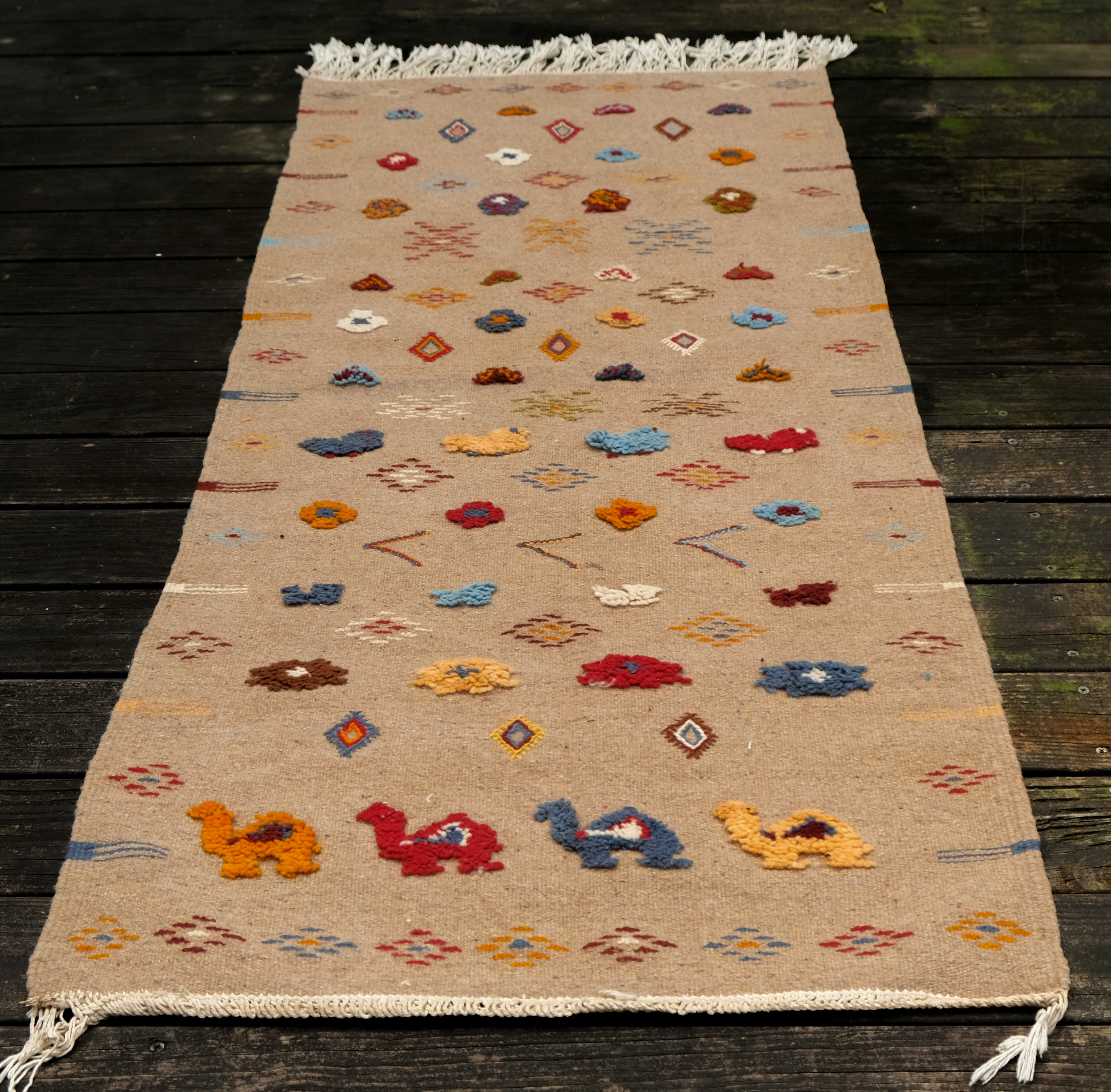 柏柏傳統手織地毯｜Killim 彩色駱駝｜摩洛哥