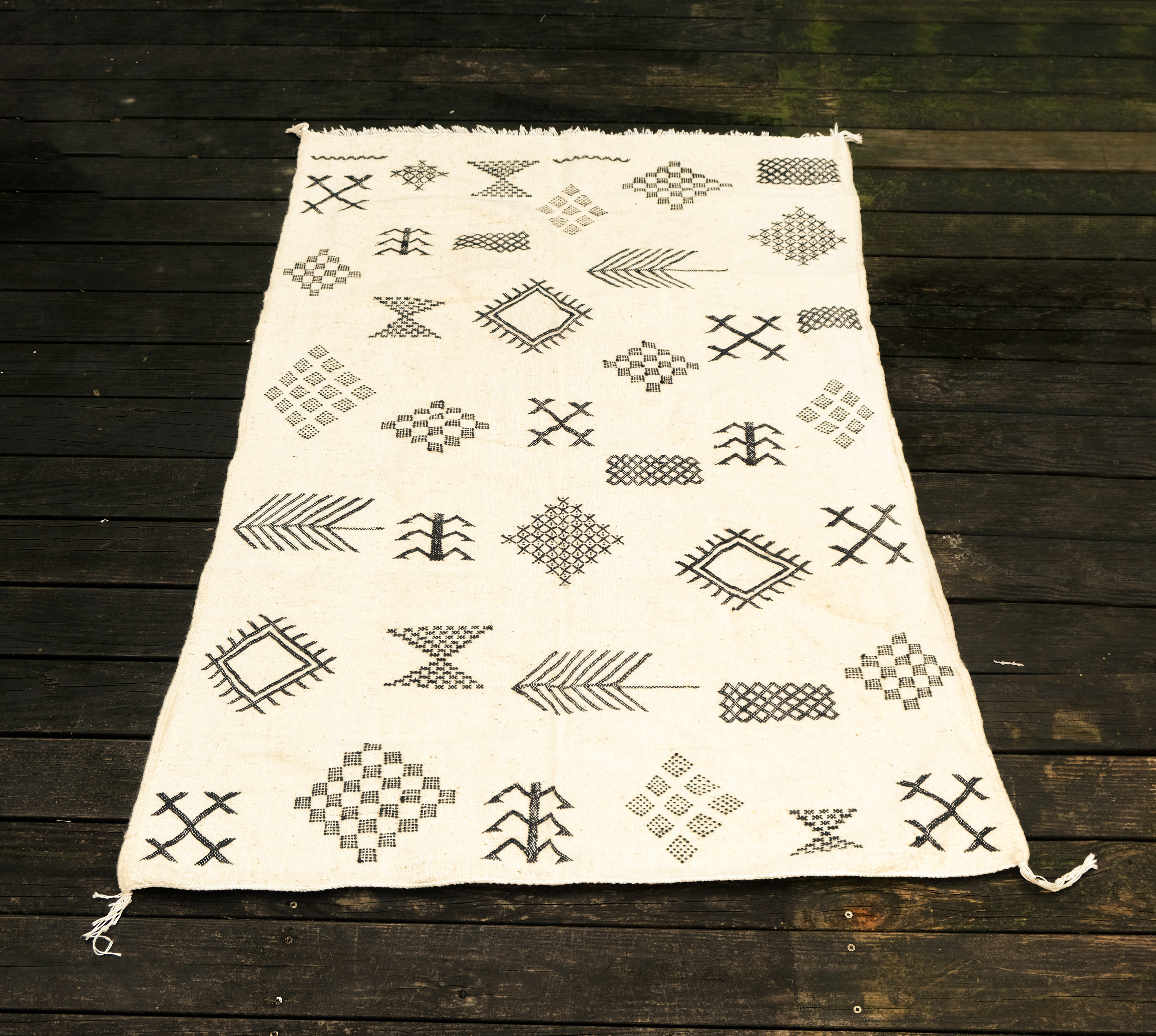 北非傳統手織地毯｜Kilim 黑與白 02｜摩洛哥