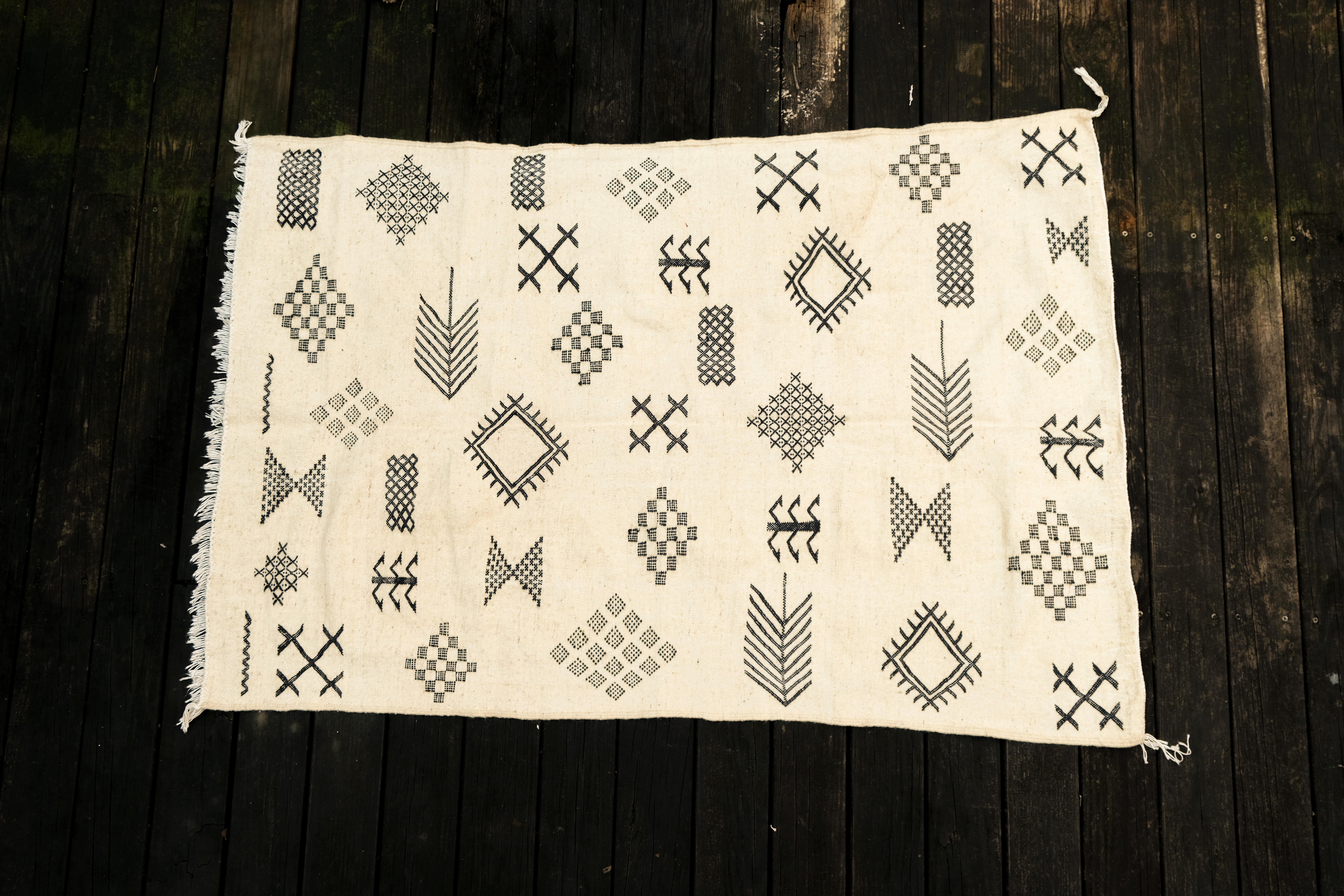 北非傳統手織地毯｜Kilim 黑與白 02｜摩洛哥