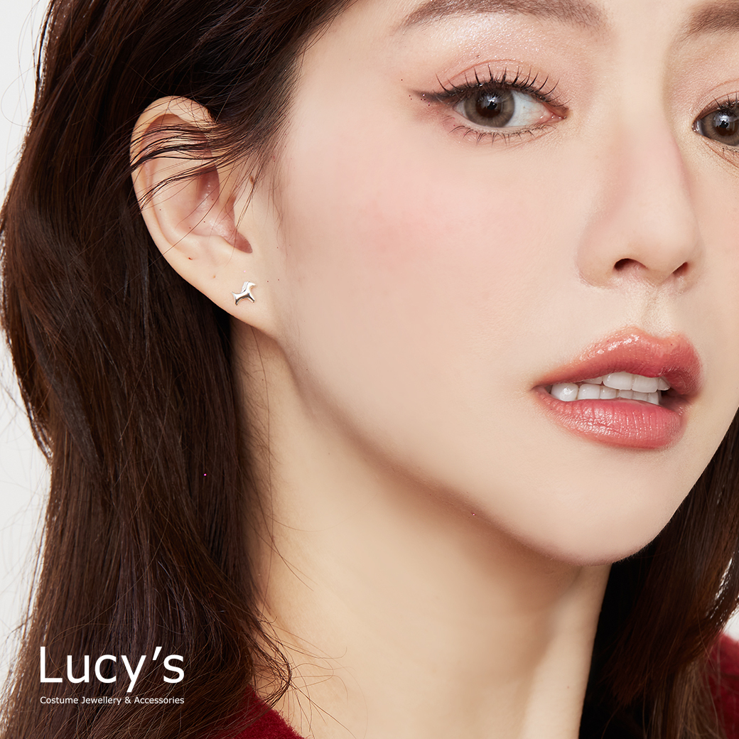 925純銀 迷你小馬 轉珠耳環 (128583)