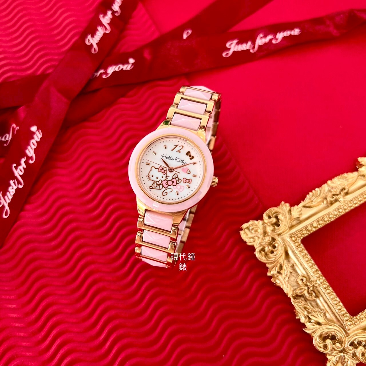 【HELLO KITTY】凱蒂貓甜心簡約半陶瓷手錶 LK706LRWP 32mm 現代鐘錶