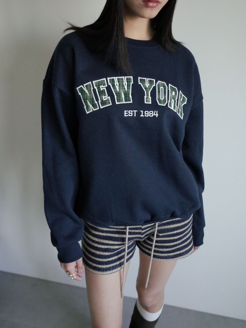 NY frame embroidery patchwork fleece sweatshirt