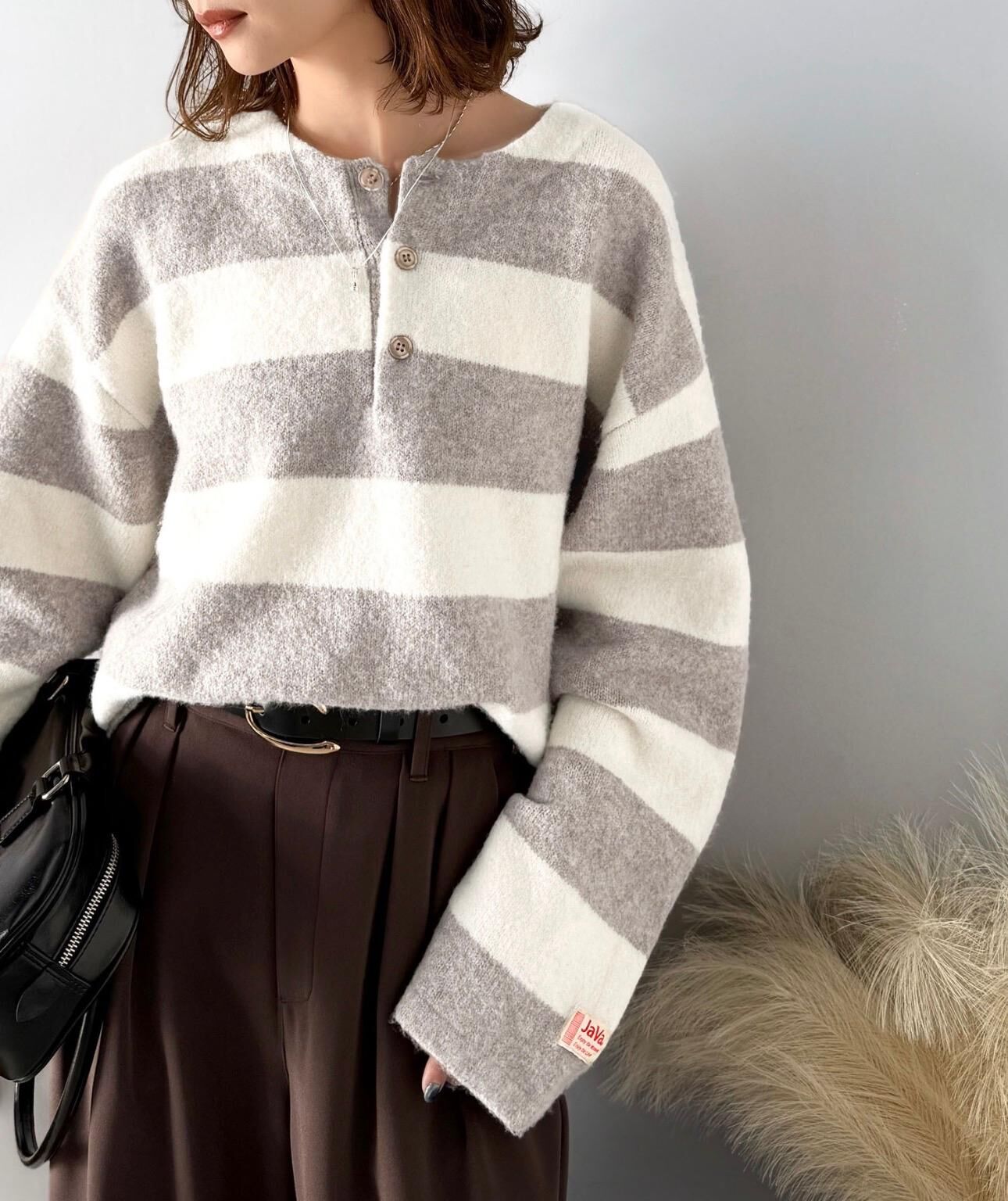 【預購】JN011903 JaVa 大條紋針織長袖上衣