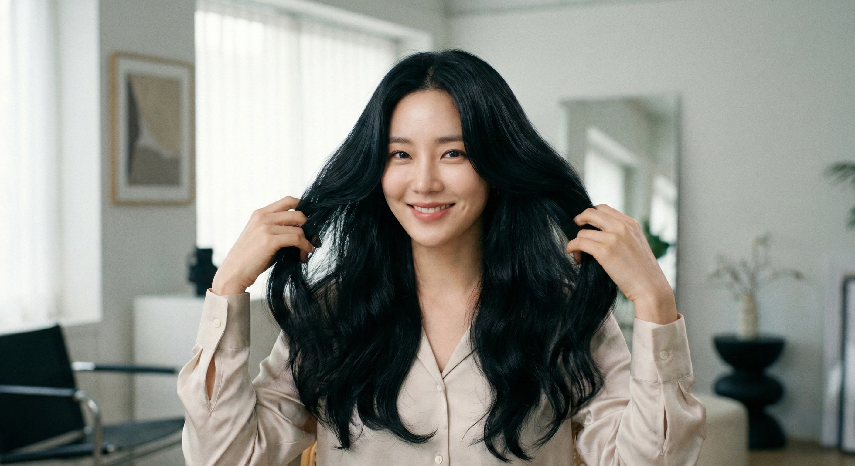 氣質女性自信撥髮