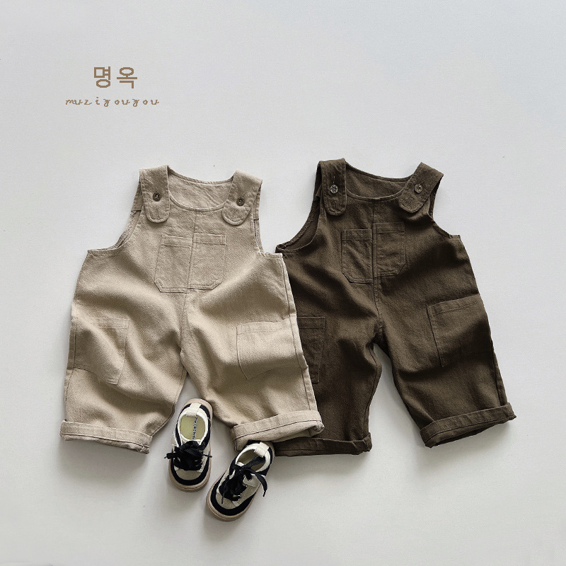 【H0220】韓系口袋工裝吊帶褲(80-130)
