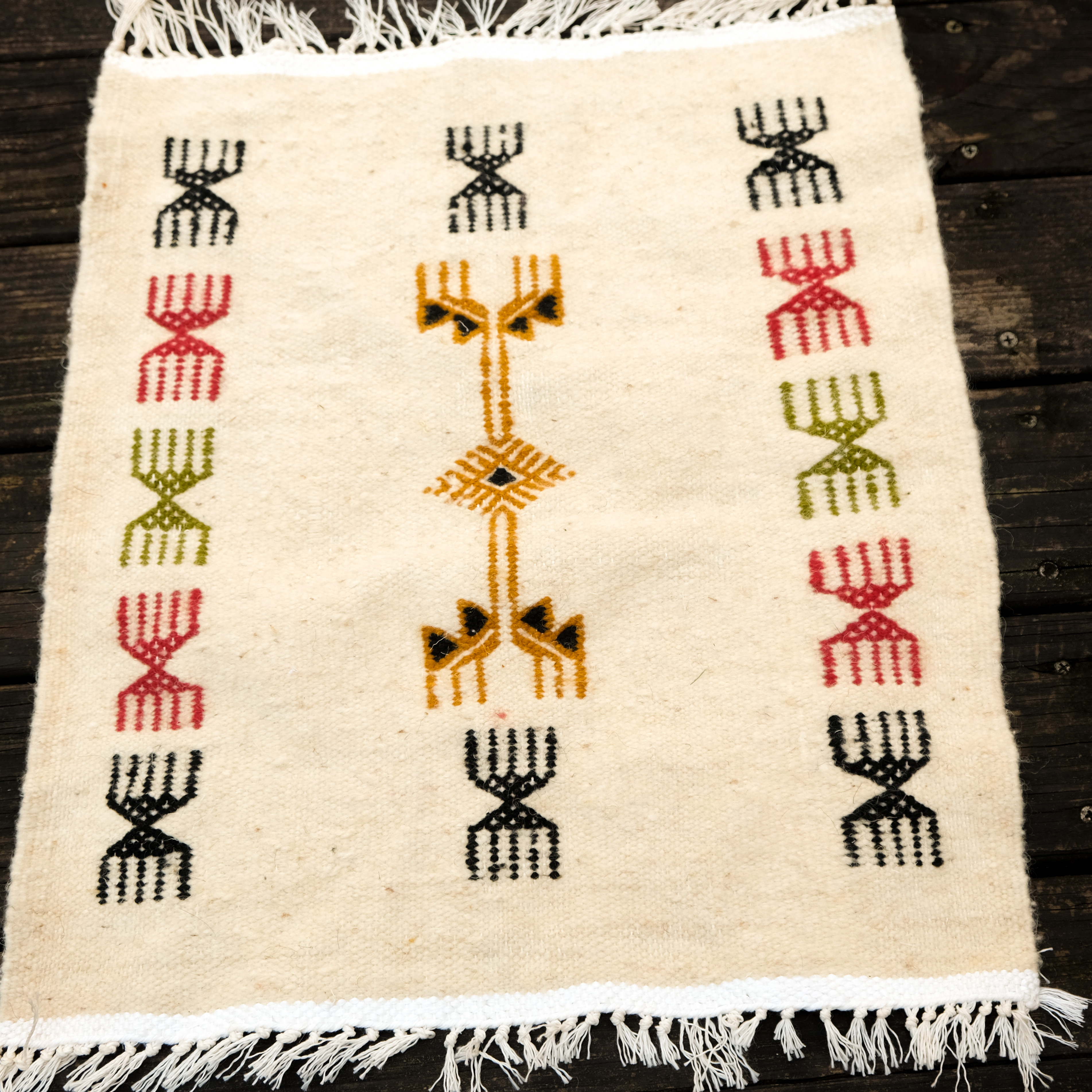 柏柏傳統手織地毯｜梳理 - 白 - 迷你小墊｜摩洛哥