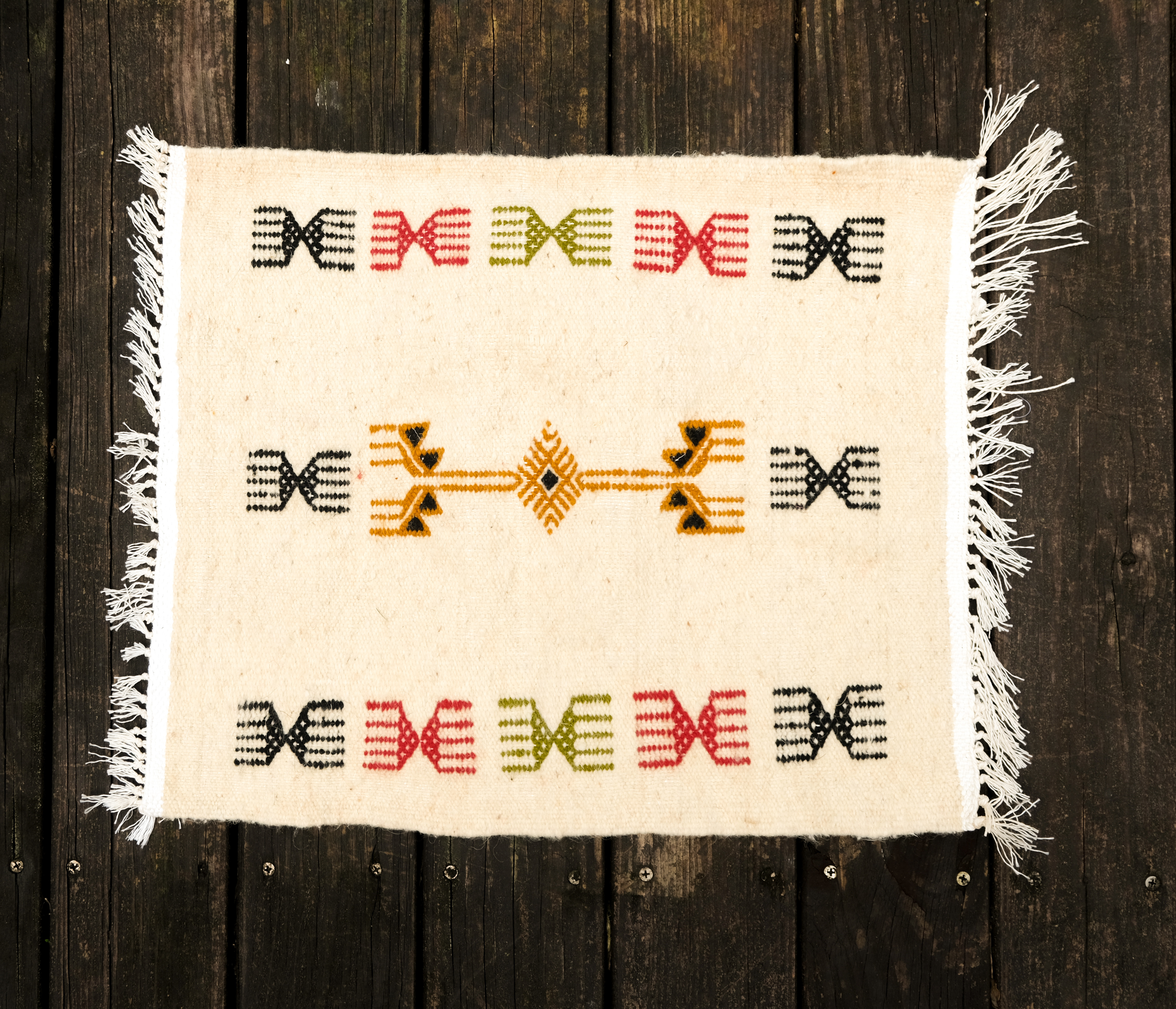 北非傳統手織地毯｜Kilim 梳 - 白｜突尼西亞