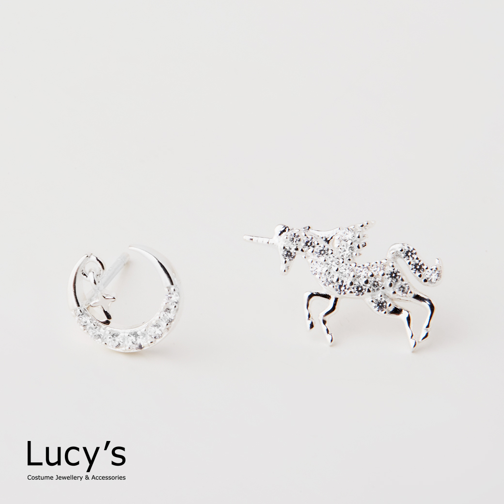 925純銀 月夜飛馬 耳環 (128814)