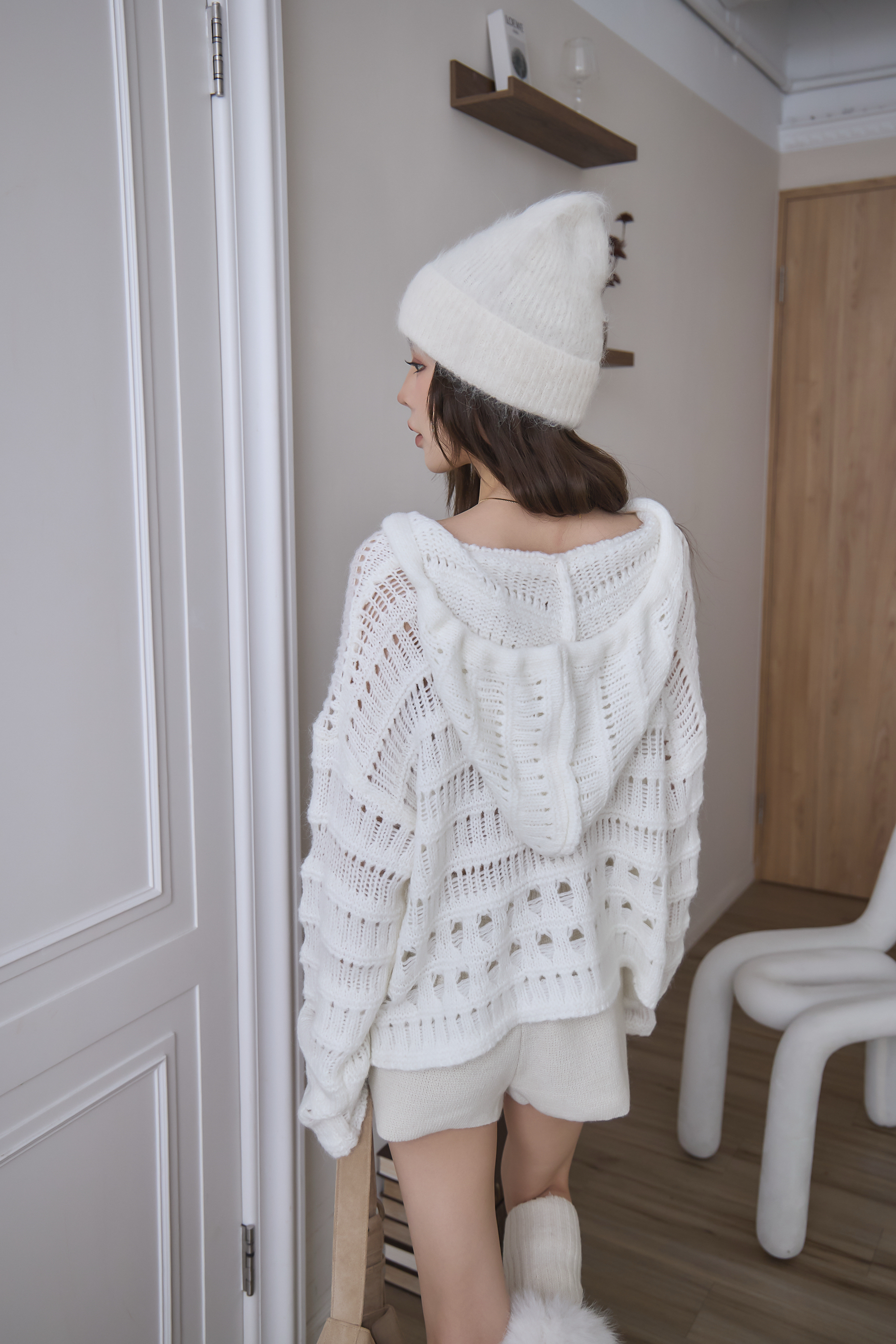 （現貨）簍空連帽勾織上衣 GP46